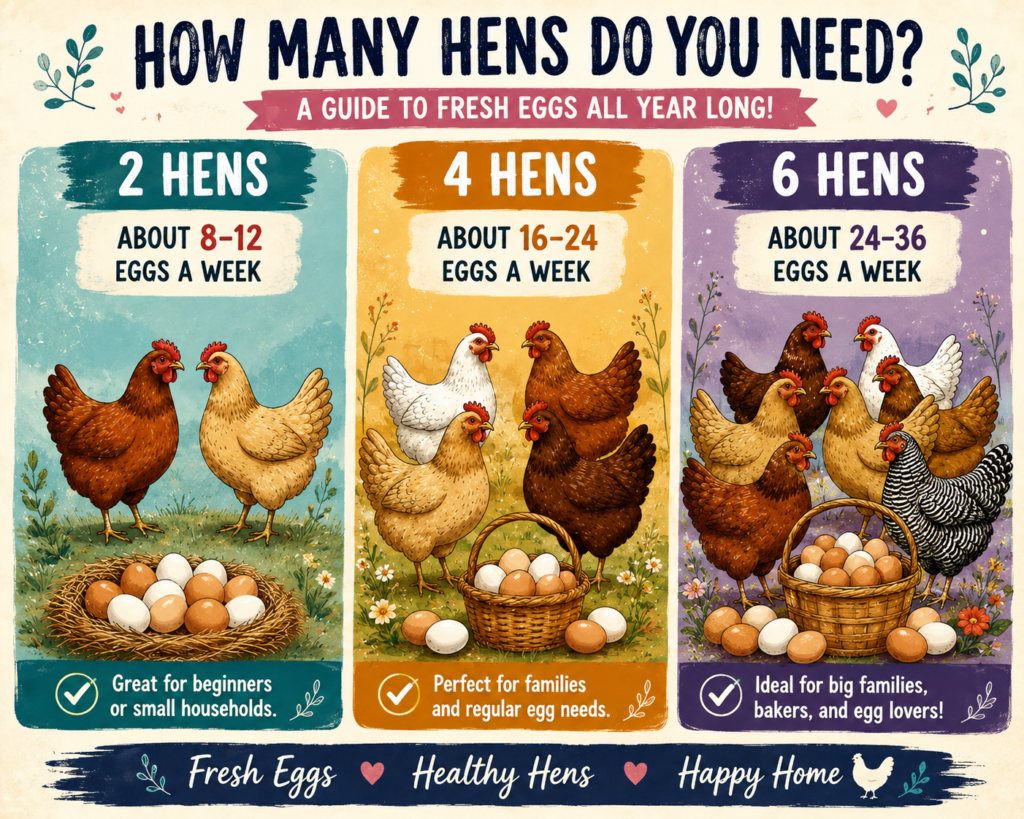 how many hens does it take to produce eggs per week