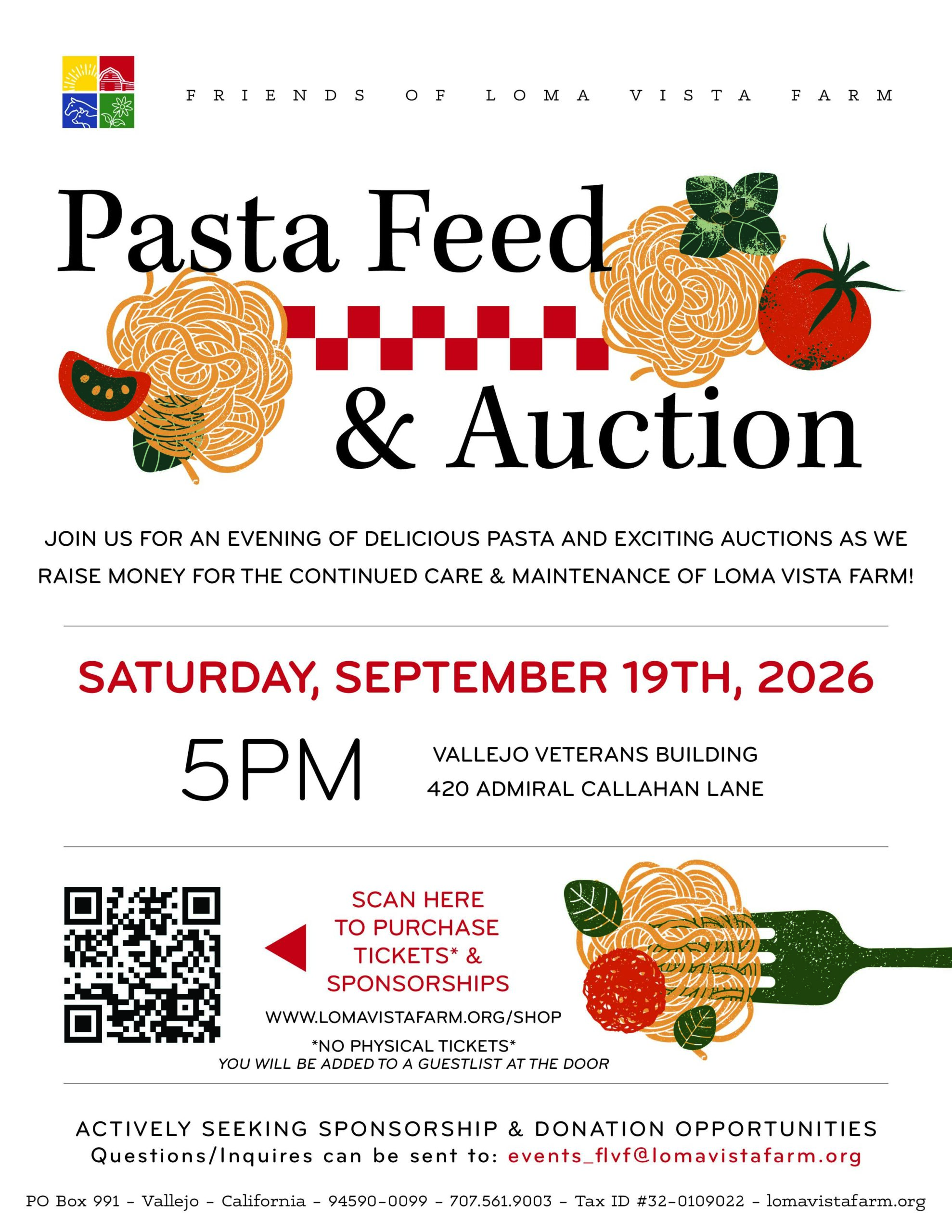 Friends of Loma Vista Farm Pasta Feed & Auction fundraiser